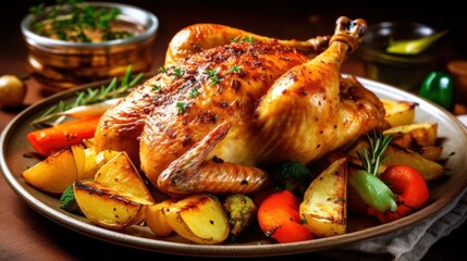 Roasted whole chicken. Generative AI