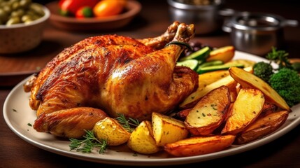 Roasted whole chicken. Generative AI
