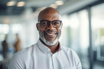 business businessman office mature middle aged meeting man portrait corporate manager black, created using generative ai technology