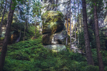 Rock formation in Adrspach-Teplice Rocks national park in Czech Republic