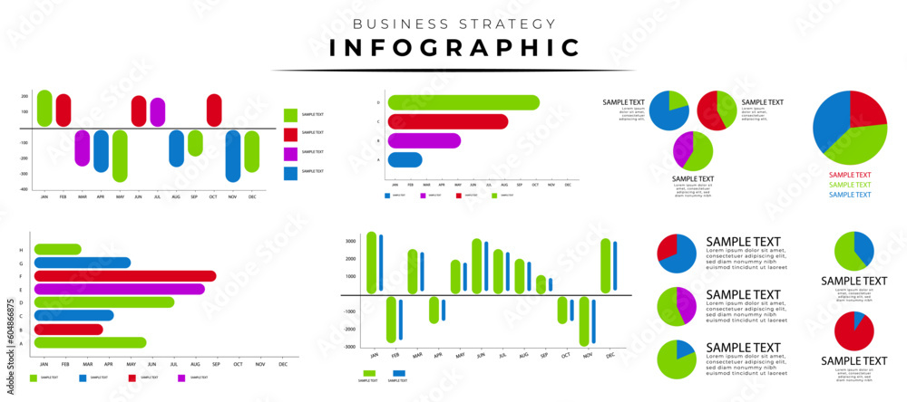Poster Infographic chart and diagram elements collection. Set of infographic element template