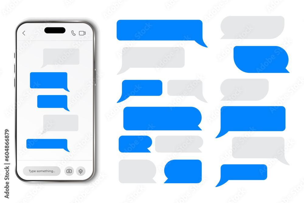 Poster Smartphone with chatting app speech bubble. Chat speech bubble