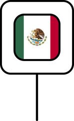 Mexico flag square pin icon.