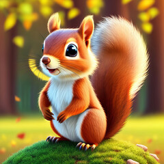 Adorable Playful Squirrel: With its bushy tail and lively antics, a playful squirrel can add a touch of charm and liveliness to a t-shirt design. Generative AI.