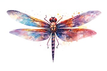 Dragonfly Insect on White Background Generative AI 