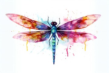 Dragonfly Insect on White Background Generative AI 