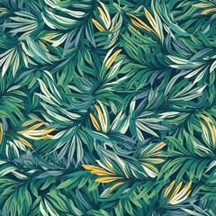 Fototapeta na wymiar Embrace the tropical vibes with this vibrant small leaf pattern on a lightweight rayon fabric
