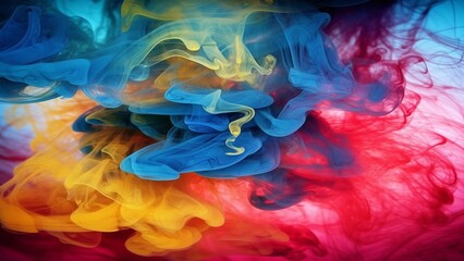 red blue and yellow smoke abstract background