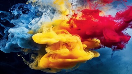 Fototapeta na wymiar Red yellow and blue smoke abstract background