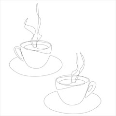 Cup of tea cofee lineart vector illustration