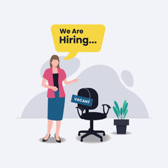 Chair with job vacancy. Business hiring and recruitment vector illustration