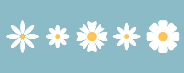 Obraz premium set of white flowers simple spring icon collection