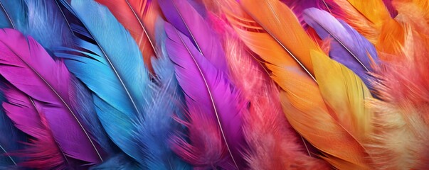Obraz premium Colorful Feathers Detailed Abstract Texture Generative AI 