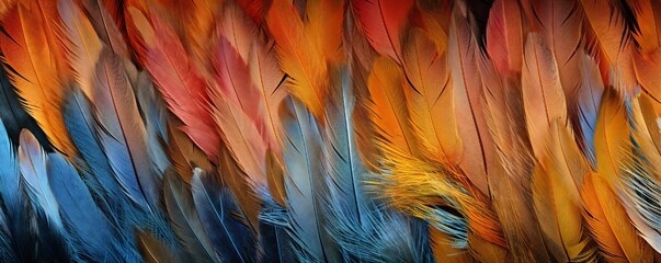Fototapeta premium Colorful Feathers Detailed Abstract Texture Generative AI 