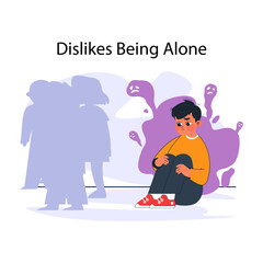 Child with extroverted individuality doesn't like to be alone. Sad little