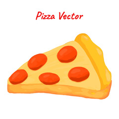 Cute pizza yummy fast food oil painting vector