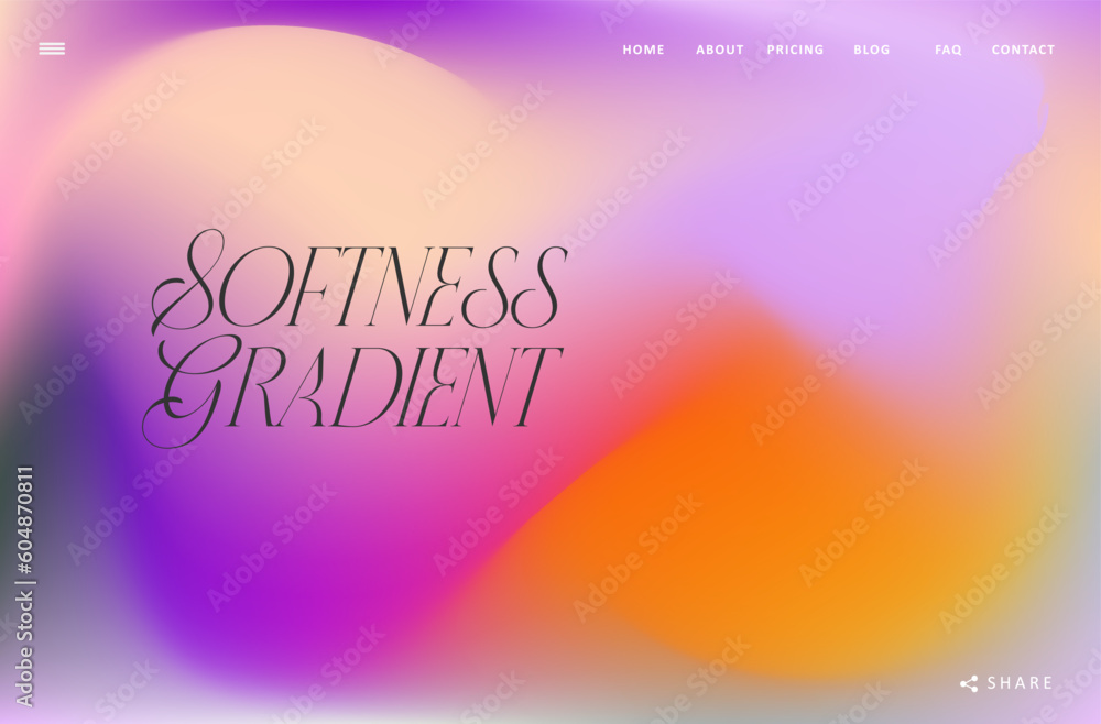 Wall mural abstract blurred pink gradient mesh landing page background. colorful smooth soft colored wave vecto