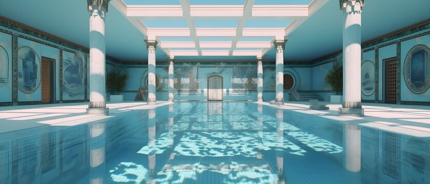 Swimming pool in the Hotel, Exclusive and Luxury Apartment, generative AI