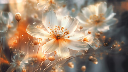 Fototapeta premium Beautiful abstract floral background. Soft focus. blur style. Generative AI