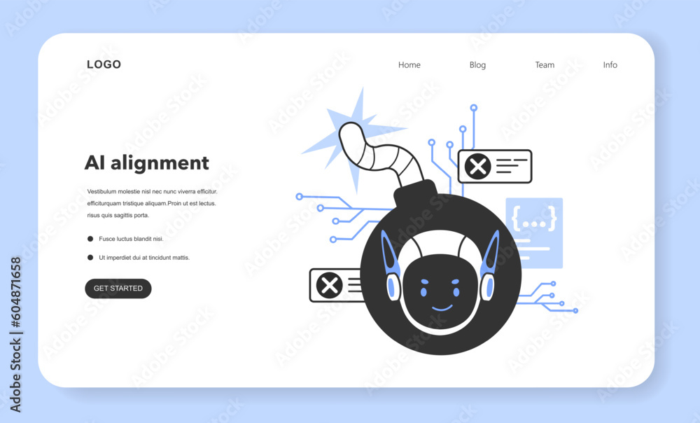 Aufkleber ai ethics web banner or landing page. artificial intelligence alignment