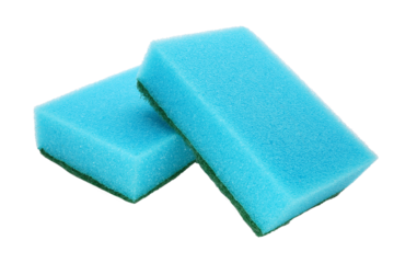 Kitchen sponges for washing dishes isolated on white background. Blue kitchen sponge without background.