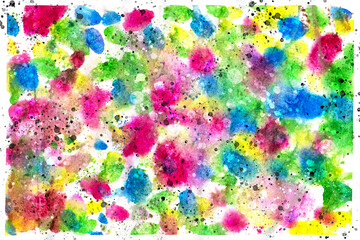 Colorful watercolor stains on a light background. Festive abstract watercolor background. Illustration.