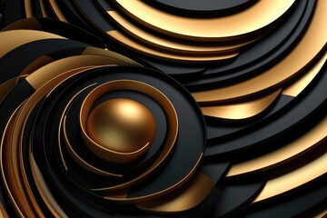 Interplay of Shadows and Shine: An Abstract Wallpaper Displaying a Dark Golden and Black Background for a Luxurious Feel. Generative AI