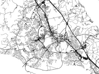 Road map of the city of  Williamsburg Virginia in the United States of America on a transparent background.