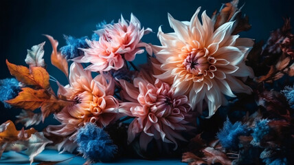 Obraz na płótnie Canvas Oil flower painting, botanic print on canvas, greeting card, nature concept. Generated AI.