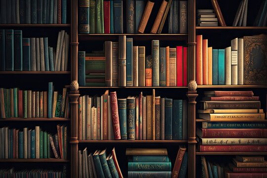 bookshelf overflowing with books, including some classics and bestsellers, created with generative ai