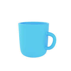 3d photo realistic blue cup icon mockup. Design Template for Mock Up. ceramic clean mug with a matte effect isolated transparent png background