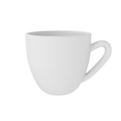 3d photo realistic white cup icon mockup. Design Template for Mock Up. ceramic clean white mug with a matte effect isolated transparent png background