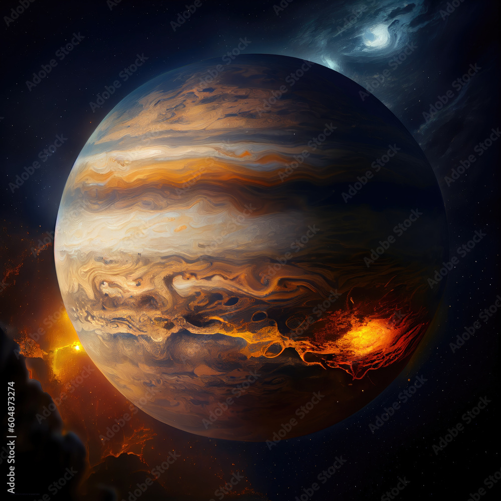 Wall mural planet in space. generative ai.