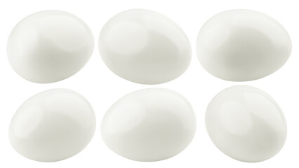 boiled egg without shell, isolated on white background, full depth of field