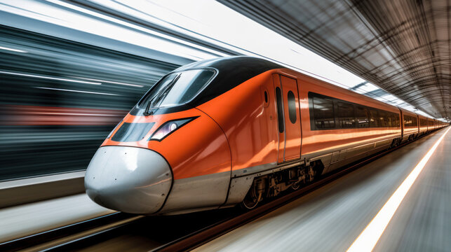 train &agrave; grande vitesse &agrave; fond sur les rails