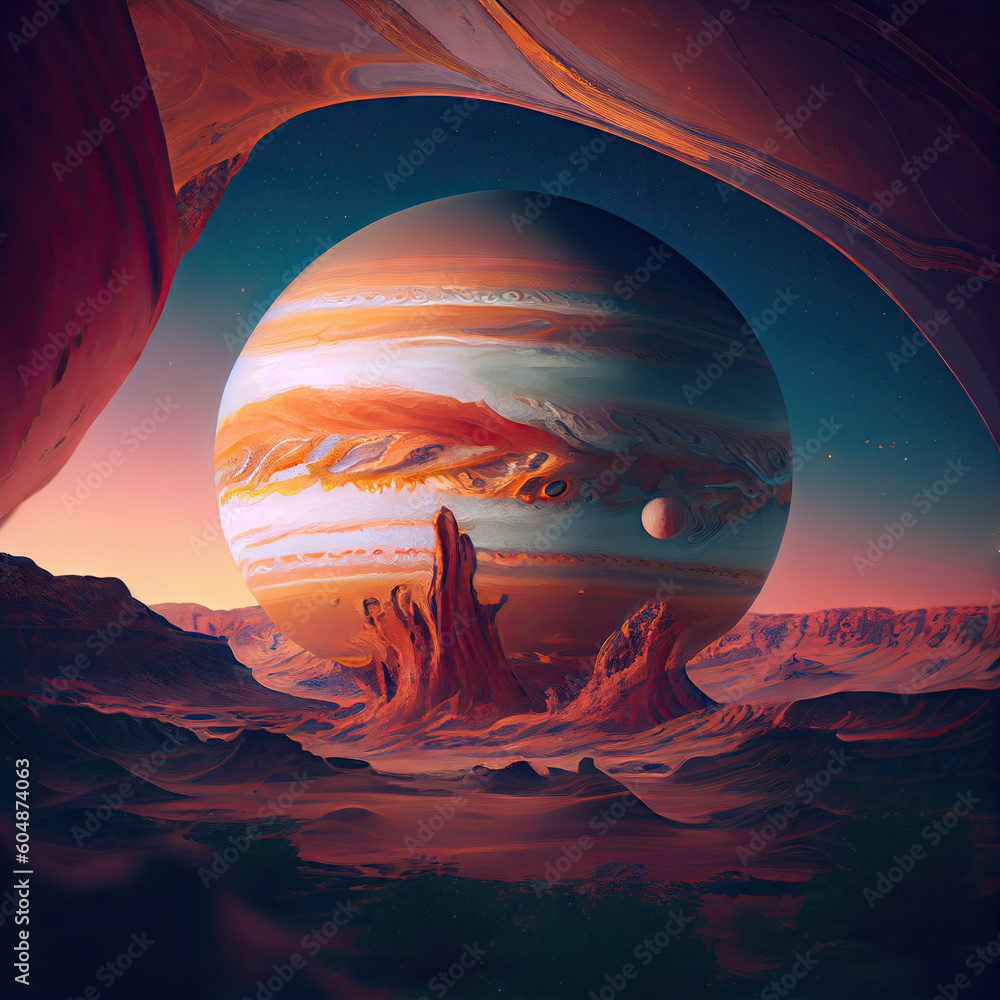 Wall mural planet in space. generative ai.