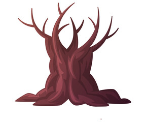 Dry Bare Tree as Desert Element Vector Illustration