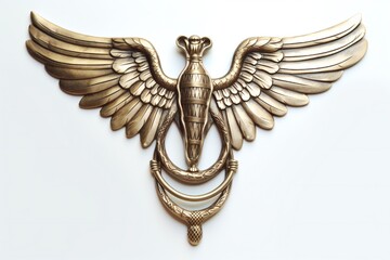 Medical Caduceus Emblem on White Background Generative AI 