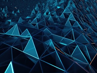 Futuristic abstract triangle geometric background created with Generative AI technology.