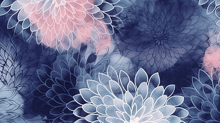 Abstract shibori floral motif Seamless pattern