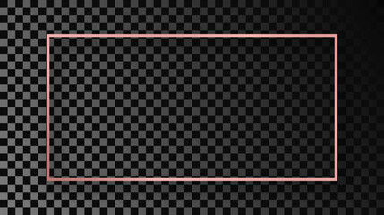 Rose gold glowing rectangular shape frame with shadow