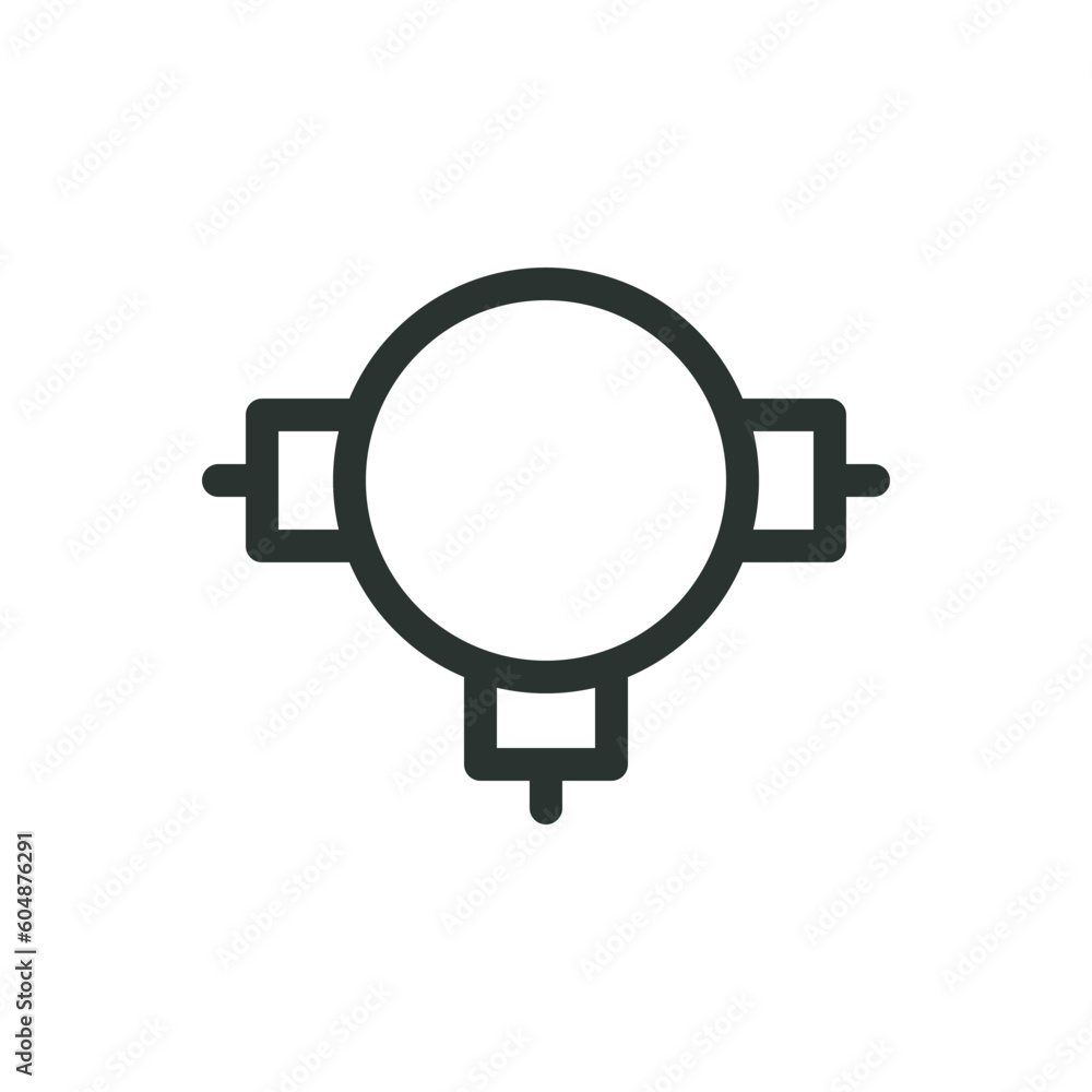 Poster round junction box isolated icon, 3 way pvc junction box vector icon with editable stroke