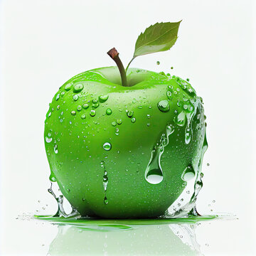 Fresh green apple with water Stock Photos - Page 1 : Masterfile