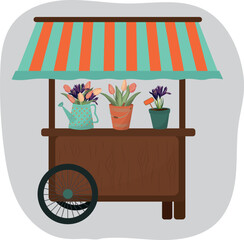 Flower shop. Sale of fresh flowers. High quality vector illustration.