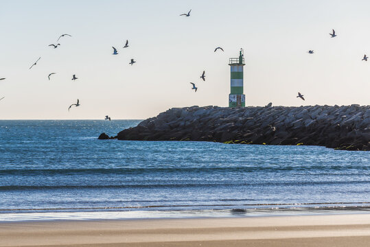 Lighthouse on Cabedelo Beach in Viana do Castelo, Portugal