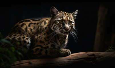 Obraz premium photo of marbled cat in its natural habitat. Generative AI