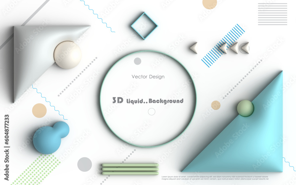 Poster vector, illustration abstract element with dynamic 3d shape, gradient color background. minimal line