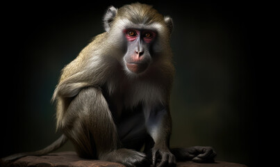 Fototapeta premium studio photo shot of mandrill on dark background. Generative AI