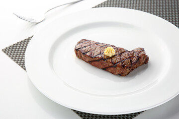 grilled beef steak with vegetables