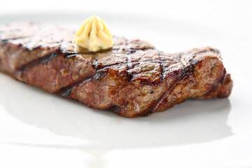 grilled beef steak with vegetables